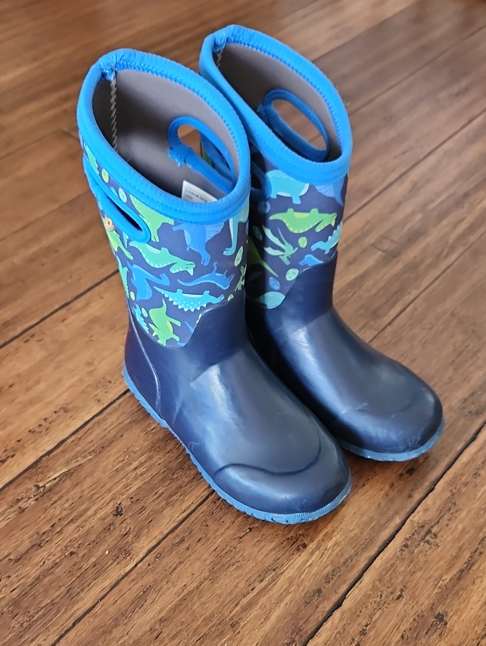 Kids Navy Blue Dino Rain Snow Boots Waterproof BOGS Size 4